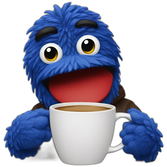 Grover with coffee (sesam street_ emoji