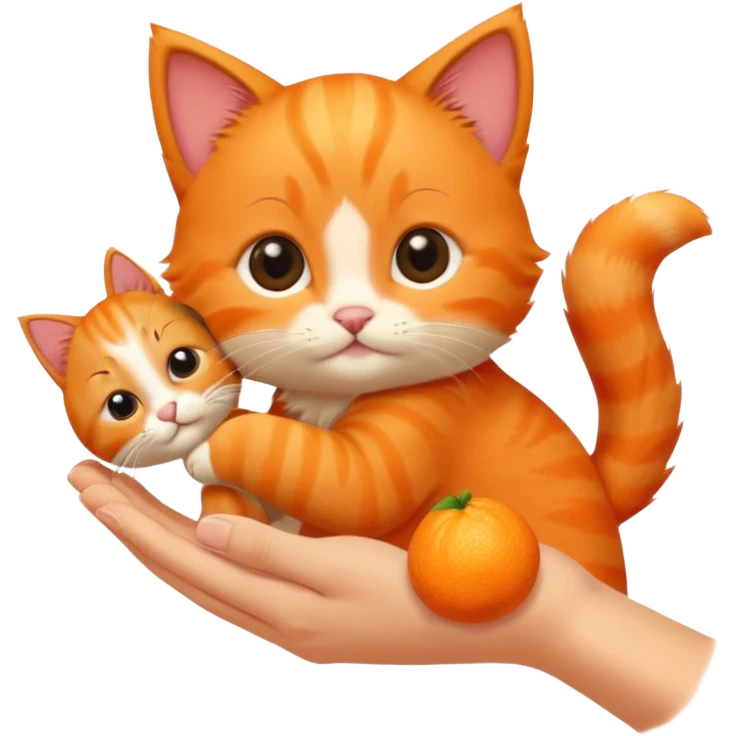 hand petting orange kitten emoji