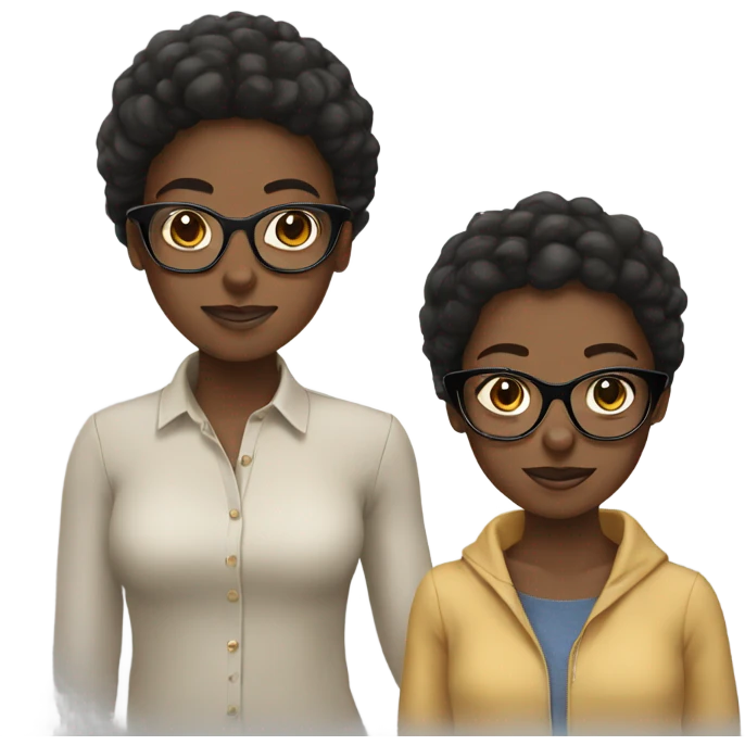 Three black girls wearing glasses emoji