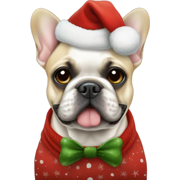 French bulldog in Christmas outfit  emoji