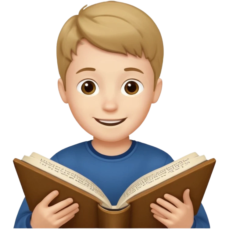 ילד קטן קורא את ספר תהילים ושמח עם חיוך emoji