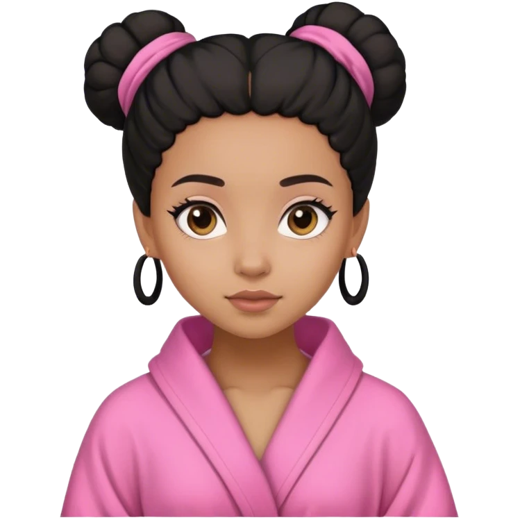 lightskin girl with black bun in pink robe emoji