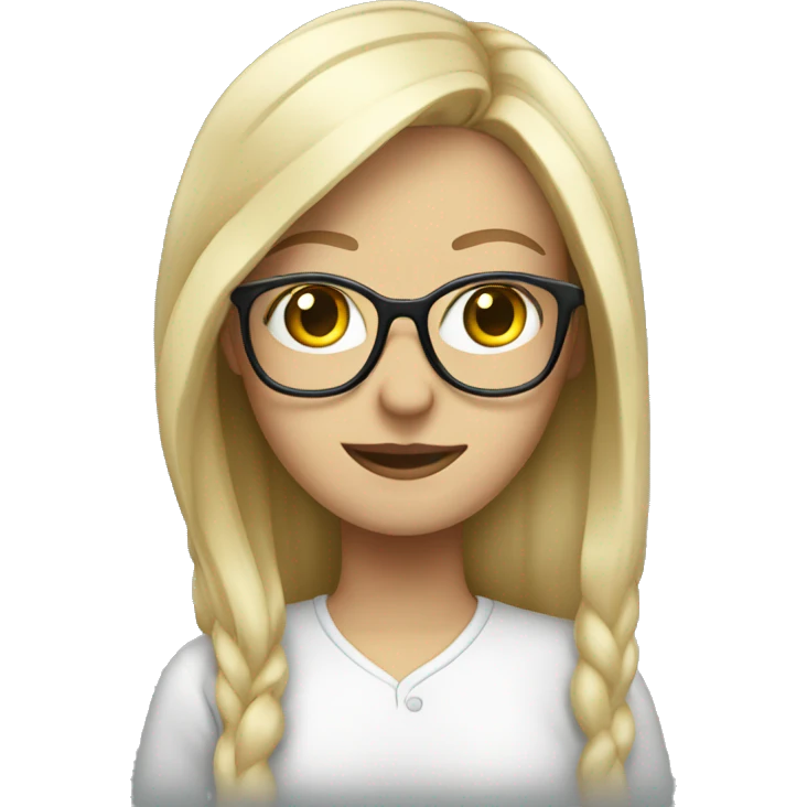 standing white blonde girl with glasses emoji