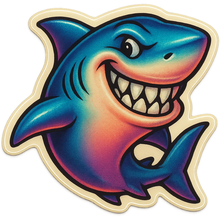 A SHARK WITH A GRIN emoji