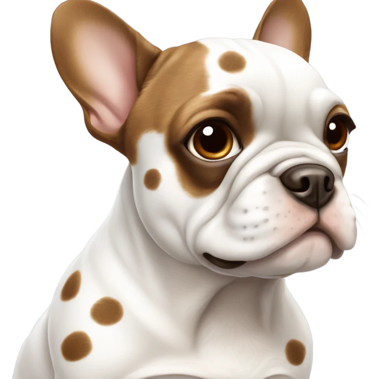 Frenchie dog that is white with brown spots emoji