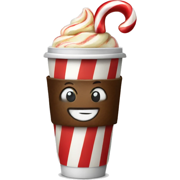 Coffee with a candy cane in it emoji