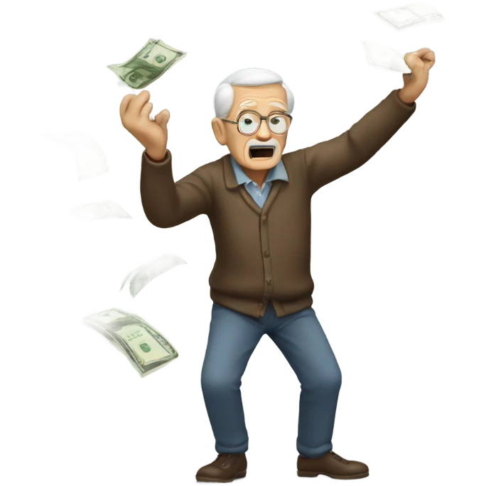 Old man throwing money  emoji