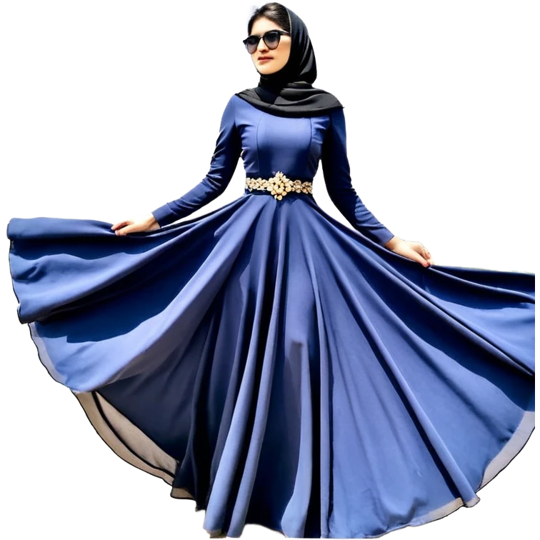 یه زن درحال رقص با موهای بلند قهوه ایی و لباس مشکی عروسکی بدون محجبه emoji