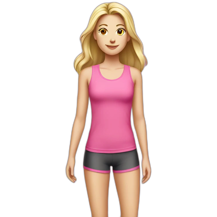 A white girl wear a pink sport tank top emoji