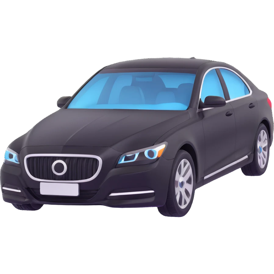 black high-end sedan with a clear protective film halfway on the car, showing the application process, elegant and sophisticated emoji