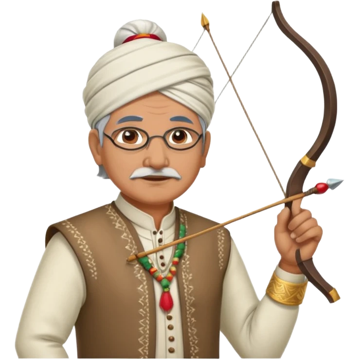 old indian male teacher in traditional attire archer emoji