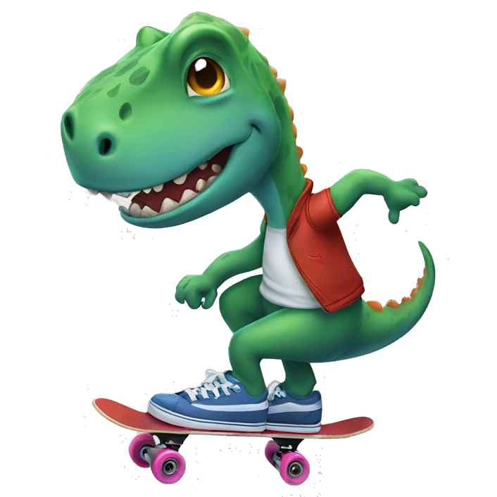 a dinasour riding a skate  emoji
