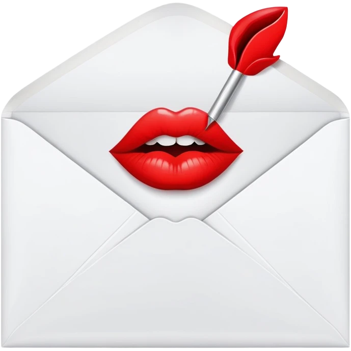 An envelope with a kiss print emoji