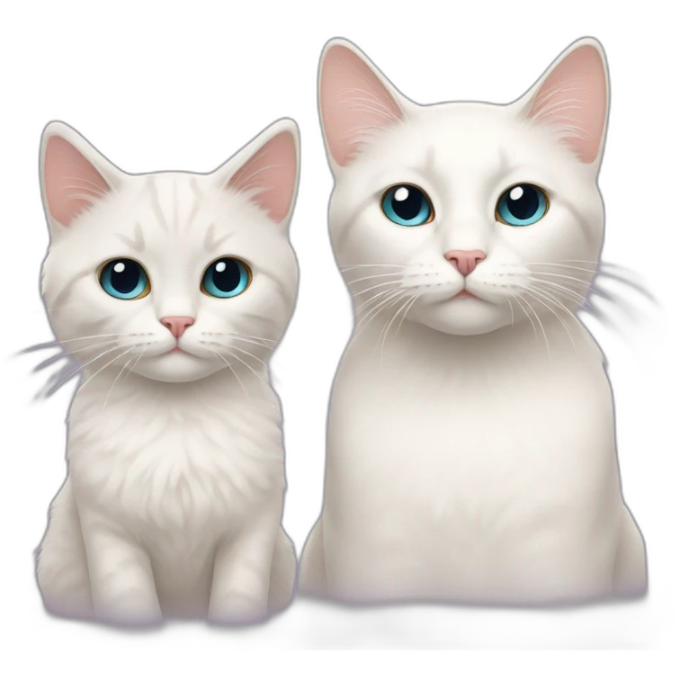 white short-hair cat and Ragdoll cat emoji
