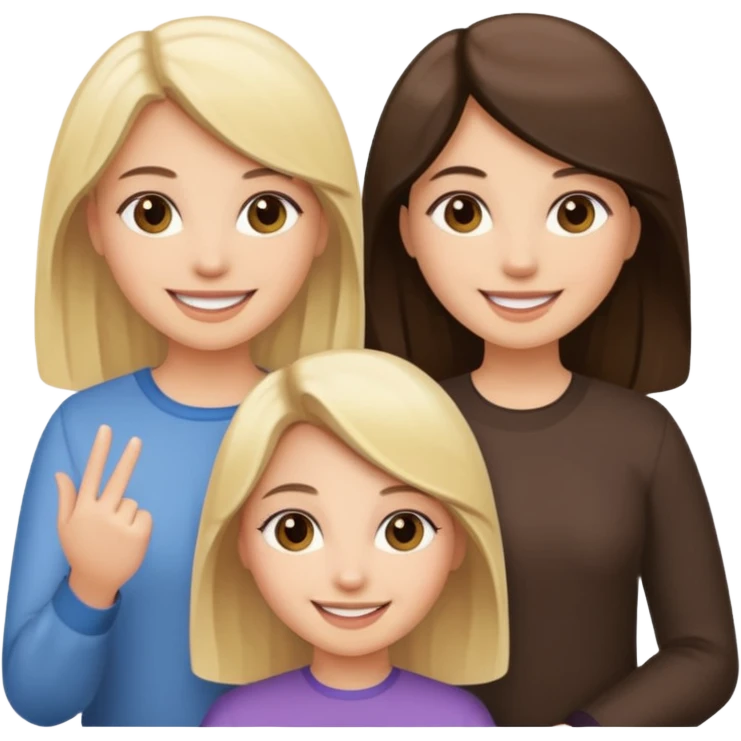 sisters  with blonde and dark brown hair emoji