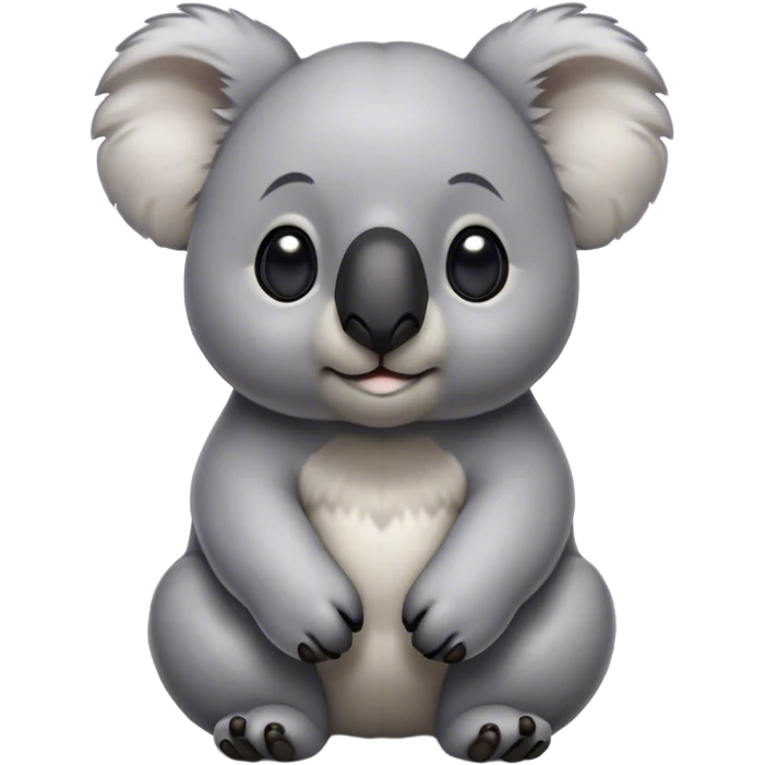 Cinematic Noble Koala Portrait Emoji, Poised and regal, with a stocky, cuddly build and a plush, well-groomed grey fur, large round ears and a distinctive big black nose, deep-set soulful dark eyes, Simplified yet sharp and sophisticated features, highly detailed, glowing with a soft, dignified glow, high shine, intelligent and gentle, stylized with an air of eucalyptus elegance, focused and attentive, soft glowing outline, capturing the essence of a watchful and confident marsupial, so majestic it feels as though it could climb out of the screen with effortless authority! emoji