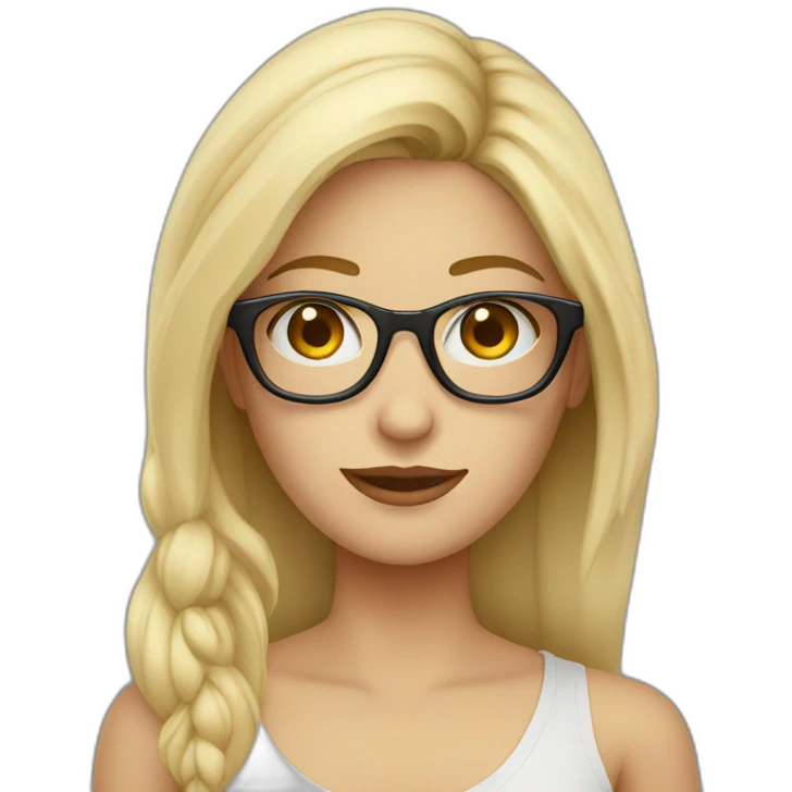 Mujer rubia pelo largo y gafas emoji