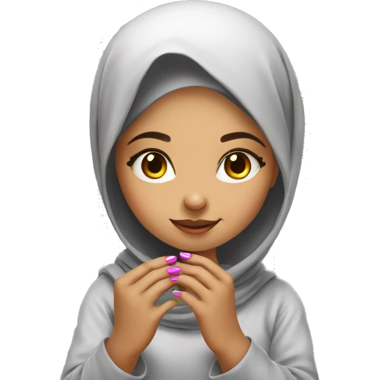 Cute-Muslim-girl-painting-her-nails emoji