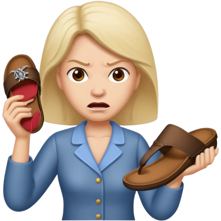Angry mom holding a slippers emoji