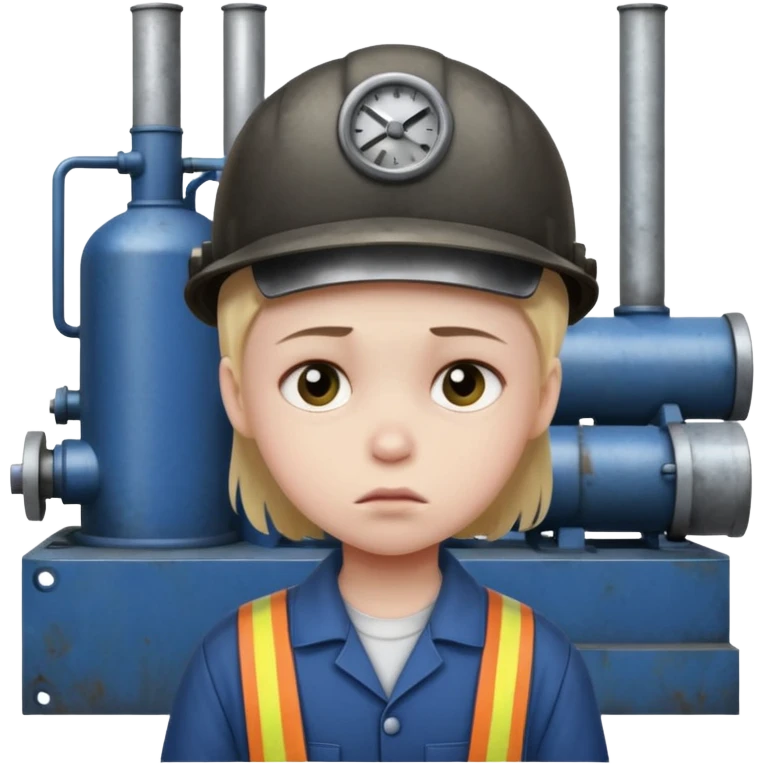 a child with a sad face works in a factory emoji