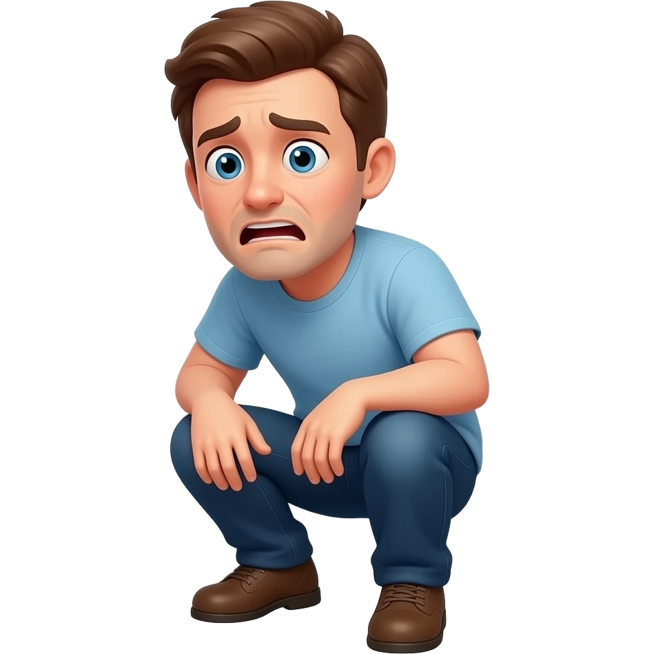 Frightened man crouching in a corner emoji