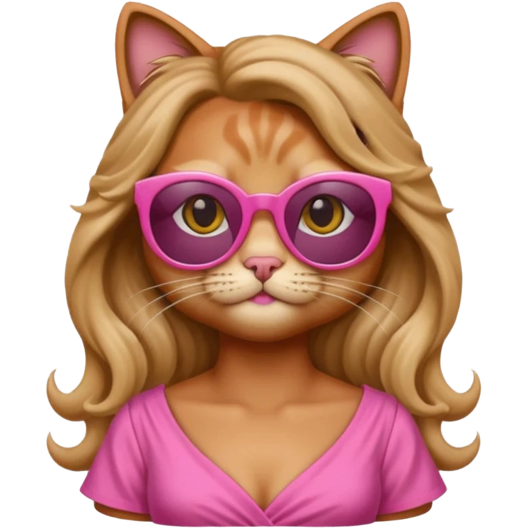 cat long curling hair in drink holders with sunglasses dikkine dress emoji