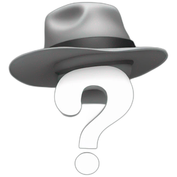 gray hat with a question mark emoji