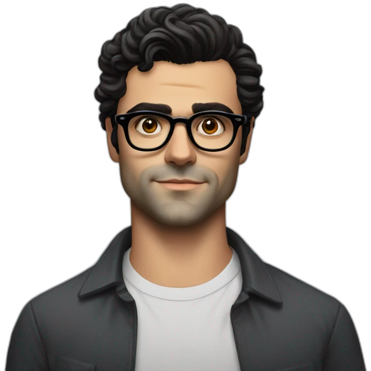 young oscar isaac with glasses and clean shaven thin face emoji