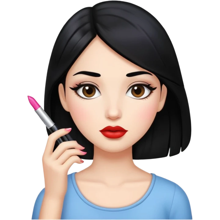 Girl with black hair and lipgloss emoji