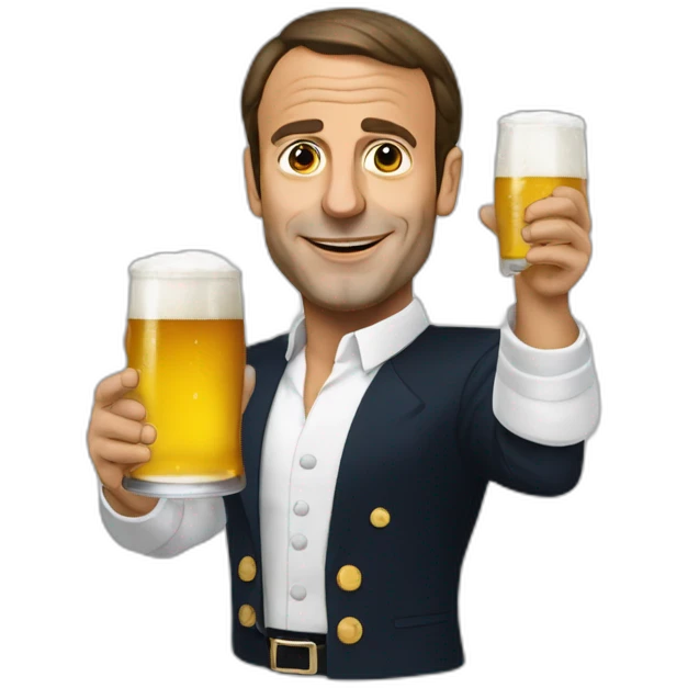 Emanuell Macron drink beer emoji