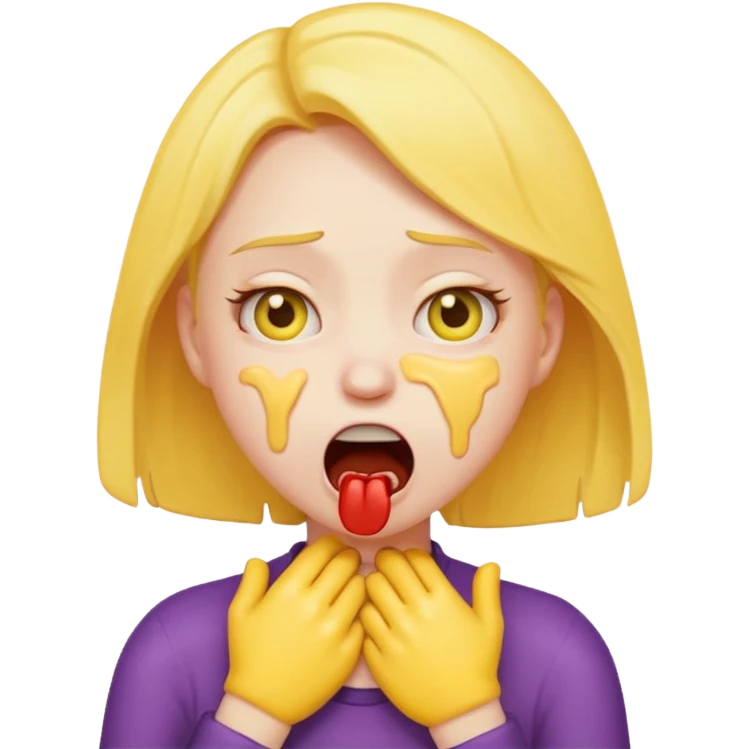 Emoji girl violently choking herself out emoji
