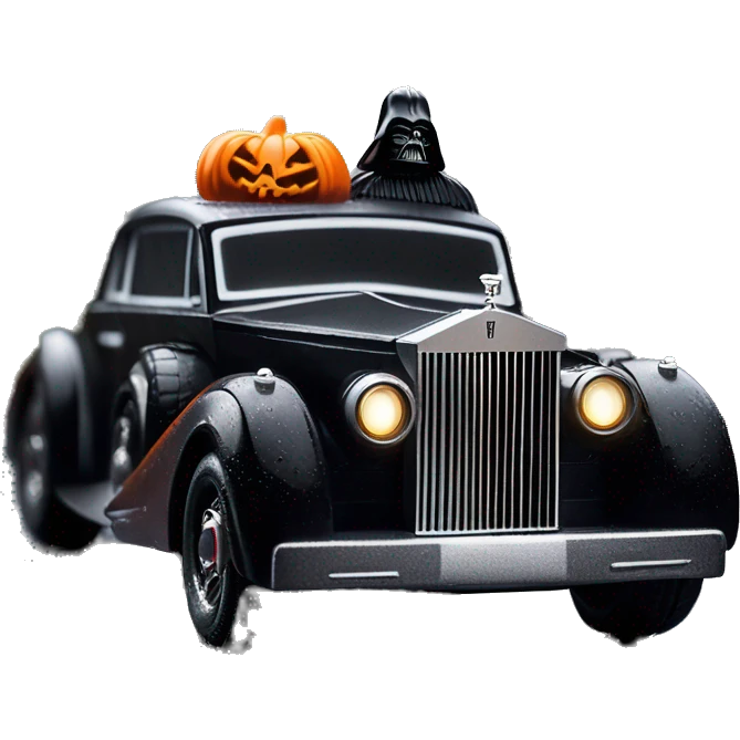    Hot wheels Darth Vader themed 1947 Rolls Royce scary Halloween monster rc car on  dark raining road  emoji
