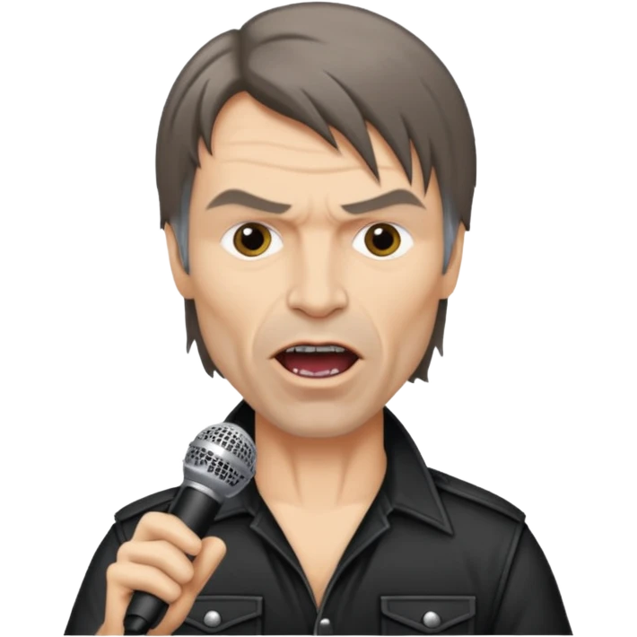 bruce dickinson, metal musician, singing with mirophone emoji