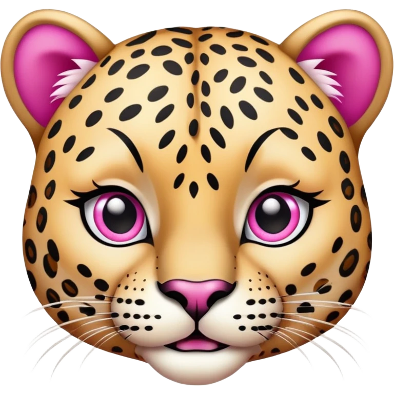 Leopard whit eye lashes and nails pink emoji