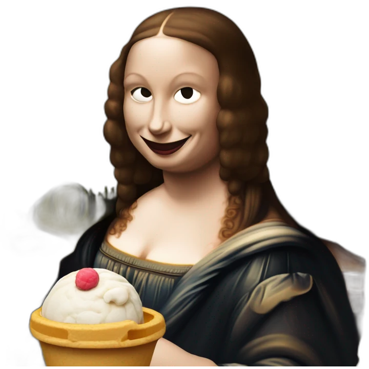 Mona Lisa painting with ice cream emoji