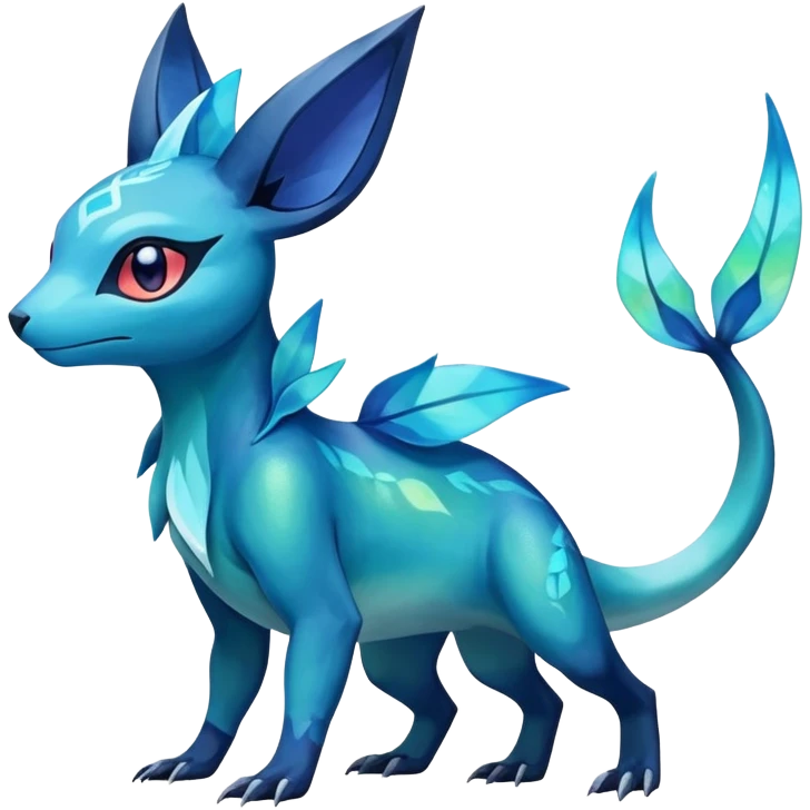 Colorful Iridescent Exotic Salandit-Aurorus-Glaceon-Fakémon-hybrid-creature (full body)  emoji