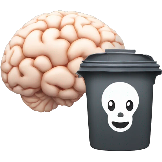 Brain and dustbin  emoji