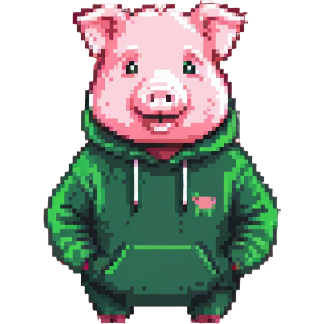pig with a beard wearing a green sweatshirt emoji