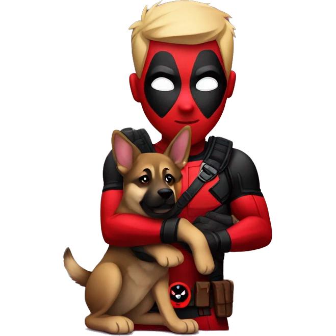 Deadpool holding German shepherd puppy emoji