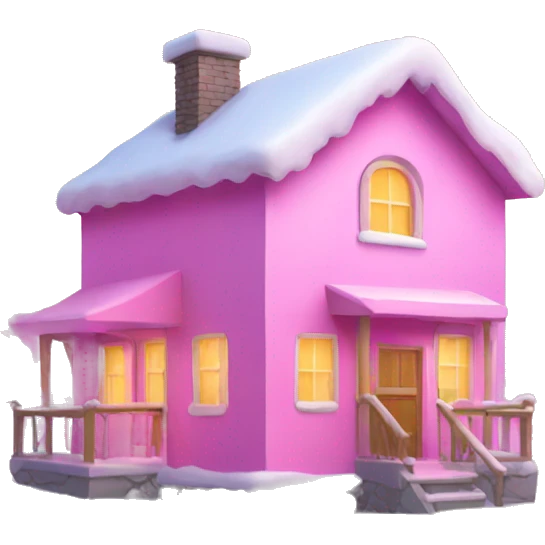 Pink winter house emoji