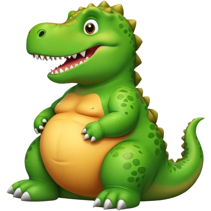 fat dinosaur sitting down smiling big emoji