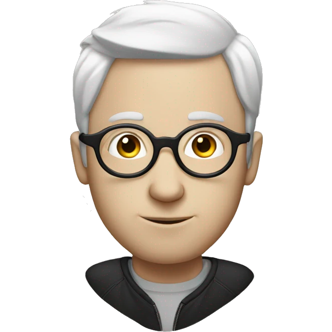 White guy with circle glasses and side part Poetry writing  emoji
