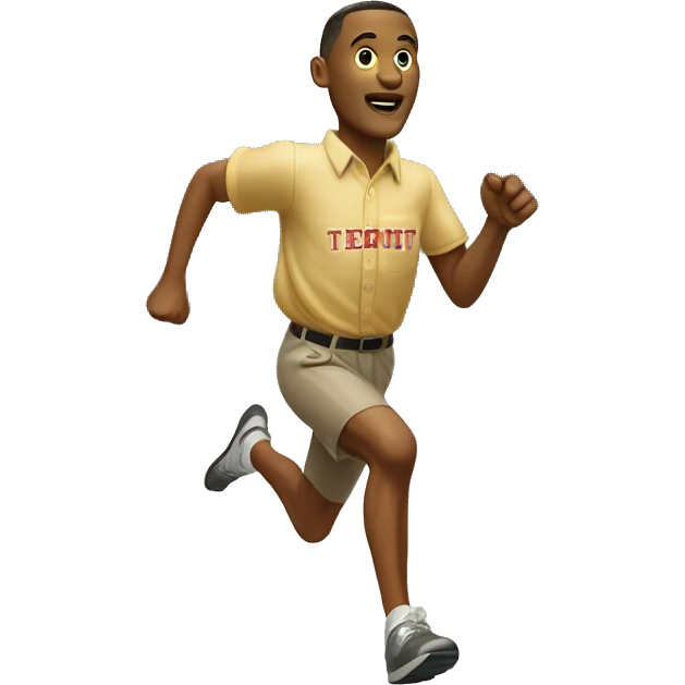 Forrest Gump running, with a large stride and arms outstretched emoji