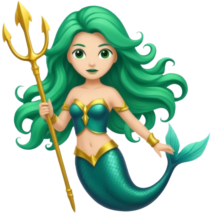 green aqua coloured siren trident emoji