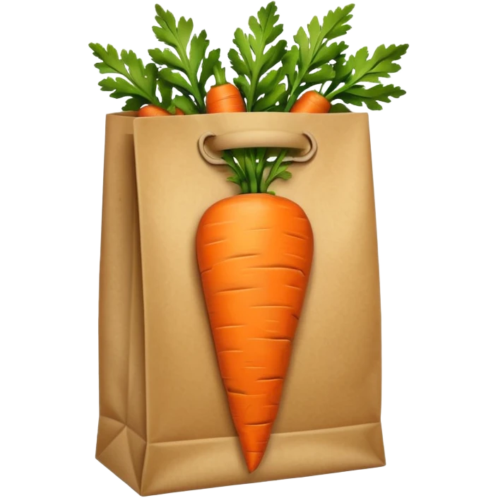 buy paper bag with carrot. Transparent background emoji
