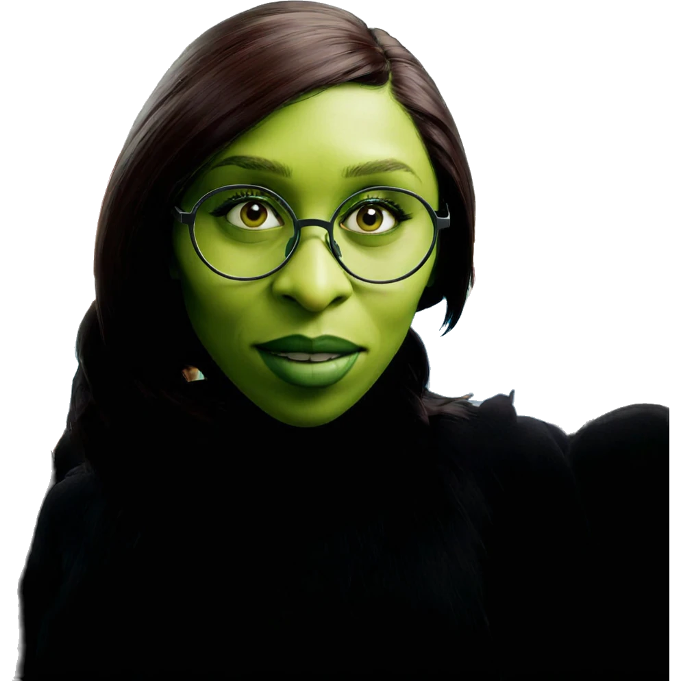 green-skinned girl with glasses emoji