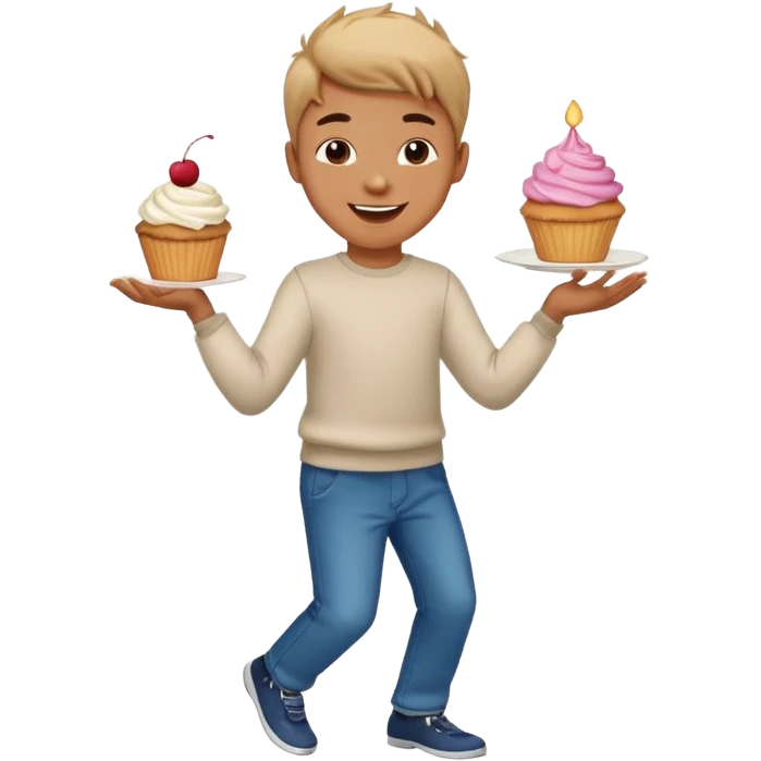 Boy dancing with cupcake  emoji