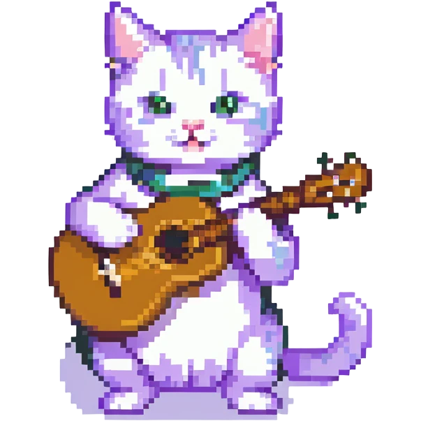 playful cat strumming a ukulele emoji