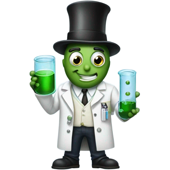 Pickle as a scientist with a top hat emoji