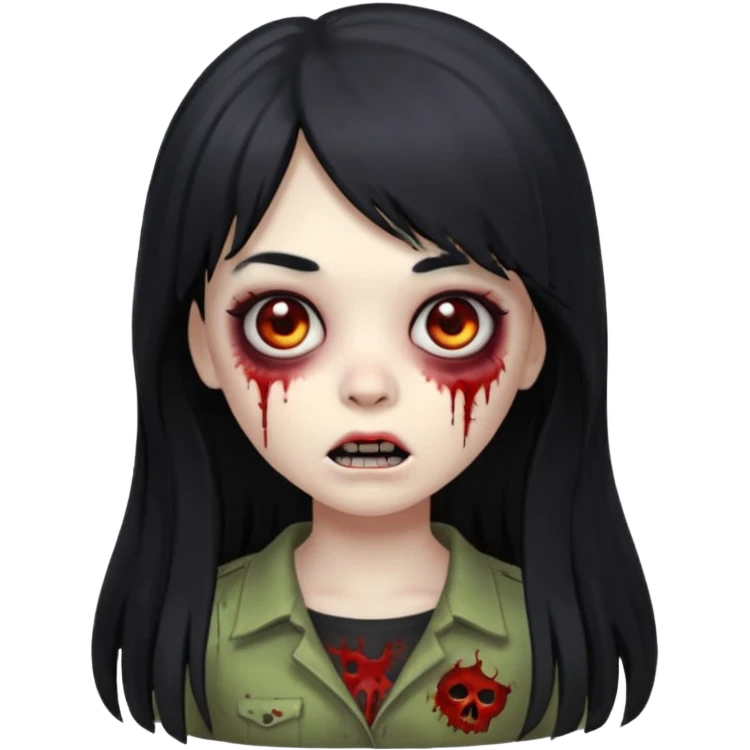 girl zombie long hair side bang ios memoji emoji